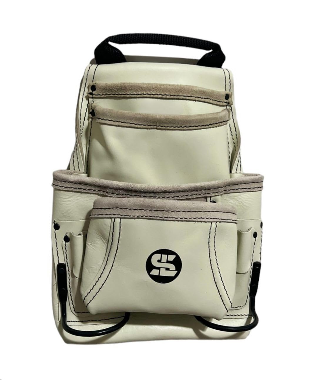 Construction Professionals Tool Bag with a Two-Side Hammer Holder and a 10-Pocket top-Grain Leather Pouch. It's Perfect for Carpenters, Electricians,