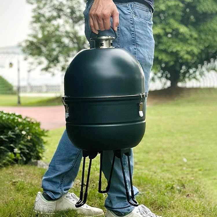 Affumicatore A Carbone per Barbecue - Griglia BBQ Verticale, Barbecue Carbonella con Termometro Integrato E Sistem di Ventilazione Regolabile per Cucinare All'aperto E in Campeggio(Black,A)