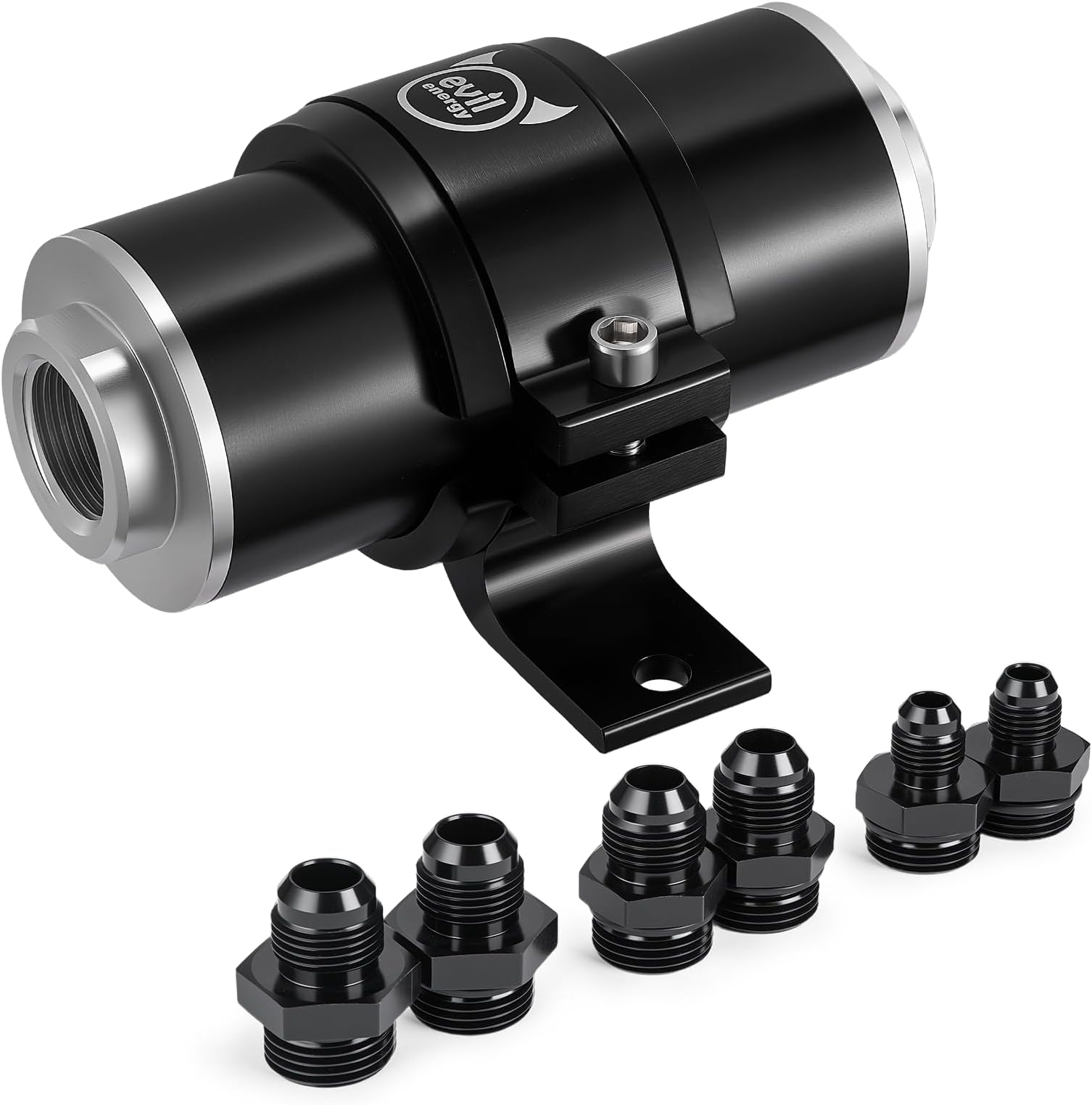 EVIL ENERGY Inline Fuel Filter 100 Micron with 6AN 8AN 10AN Adapter&Bracket Clamp 50MM Universal