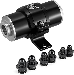 EVIL ENERGY Inline Fuel Filter 100 Micron with 6AN 8AN 10AN Adapter&Bracket Clamp 50MM Universal