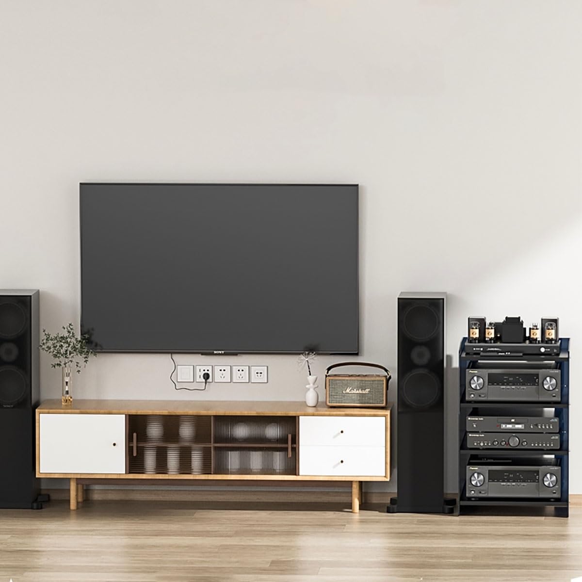 Mueble Equipo HiFi Estéreo Supports, Gabinete AV Moderno, Gabinete De Audio HIFI Multicapa, Para Equipo De Audio Y Vídeo Amplificador Gabinete De Componentes De Vídeo Para Sala De Estar(Yellow,H60.6cm