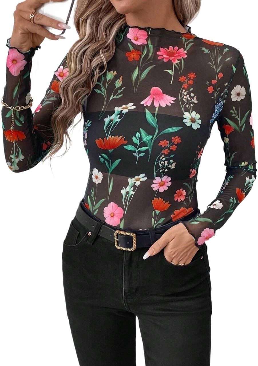 Women's Sexy Leopard Print mesh Earrings Tights T-Shirt Tops for Women