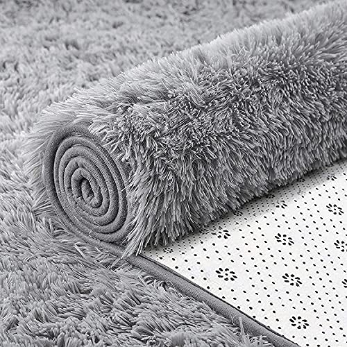 Miniatura 6 de Kingson Alfombra Salon, Alfombras De Habitacion Alfombras Pelo Largo Moderna Alfombra Infantiles Peludas Grande Para Salon Habitacion Exterior Pasillo Nuevo Gris Puro, 140 200cm