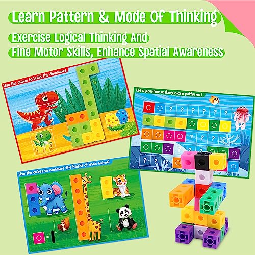 Image of Math Linking Cubes, 100 Math Cube Manipulatives with 30 Learning Activities Number Counting Blocks Snap Linking Math Counters Fun & Educational Pre-K Counting Blocks for Preschool Kindergarten