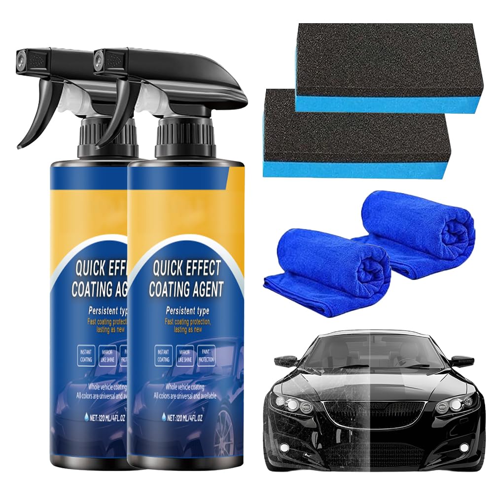 Advanced Car Quick Acting Coating Agent Spray, 2026 New Quick Effect Coating Agent for Vehicles, Car Shining Spray Exterior, Oil Film Emulsion Glass Cleaner, Polish Sprays Waterless Wash Wax (2 SET)