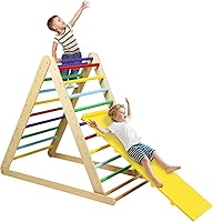 Vista 12 de HONEY JOY Escalador triangular con rampa, juego de triángulos de escalada 2 en 1 para interiores con escalera y tobogán, juguetes de escalada