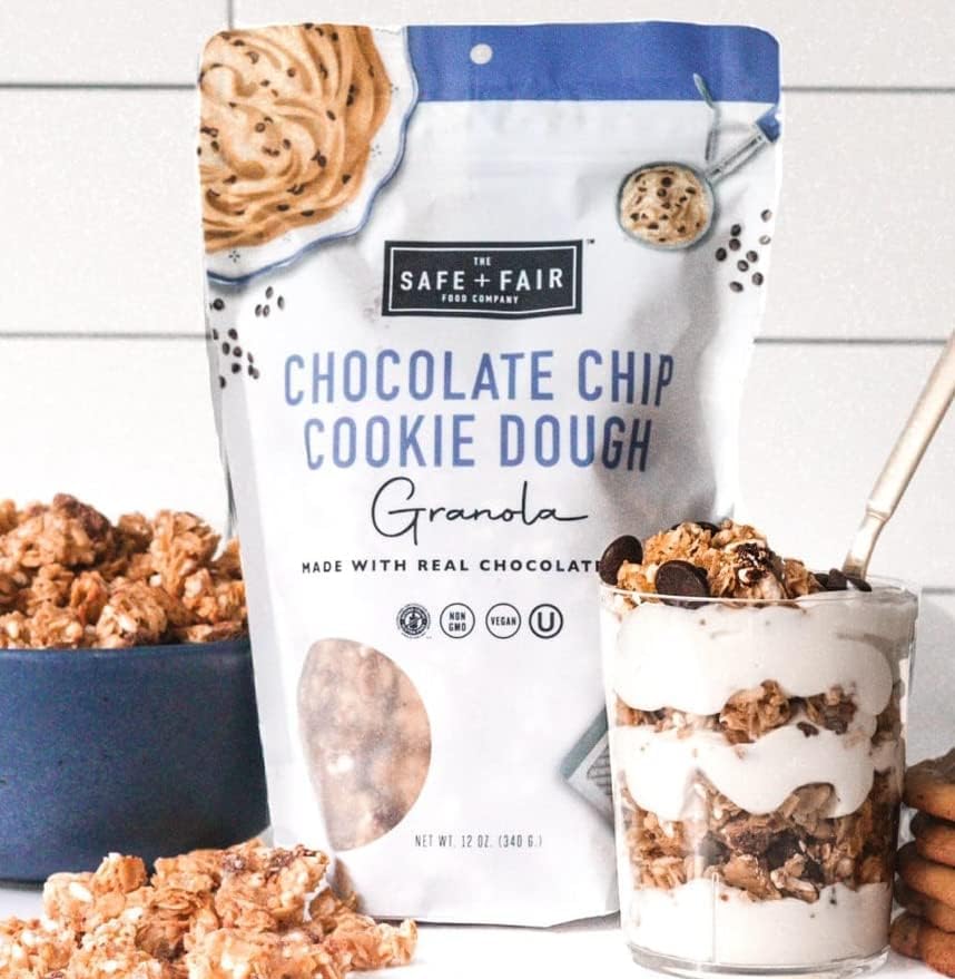 Image of The Safe + Fair Food Company Chocolate Chip Cookie Dough Granola - 6 Pack | Gluten-free, dairy-free & vegan snack, allergen-free, non-GMO, no artificial ingredients