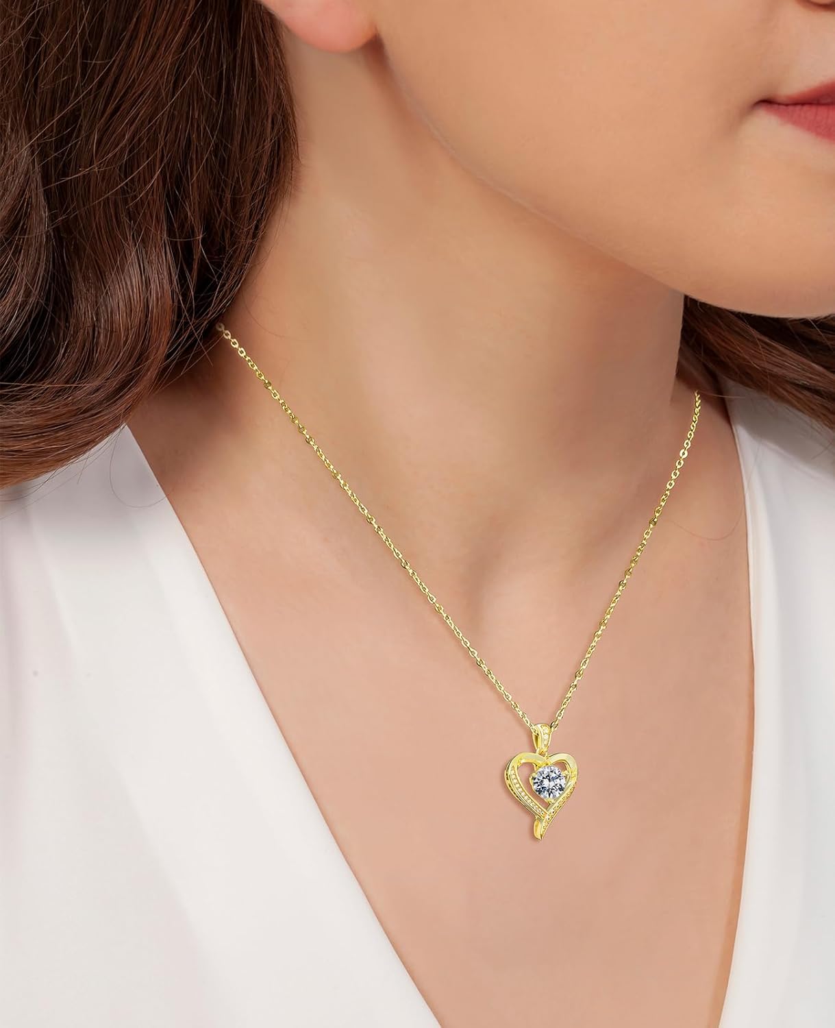 Valentines Day Gifts for Her - Heart Pendent Necklaces for Women, 1-3ct Moissanite Necklace with I love U Engraving - Anniversary Birthday Gifts for Wife, Girlfriend, Mother, 925 Silver Jewelry - Image 3