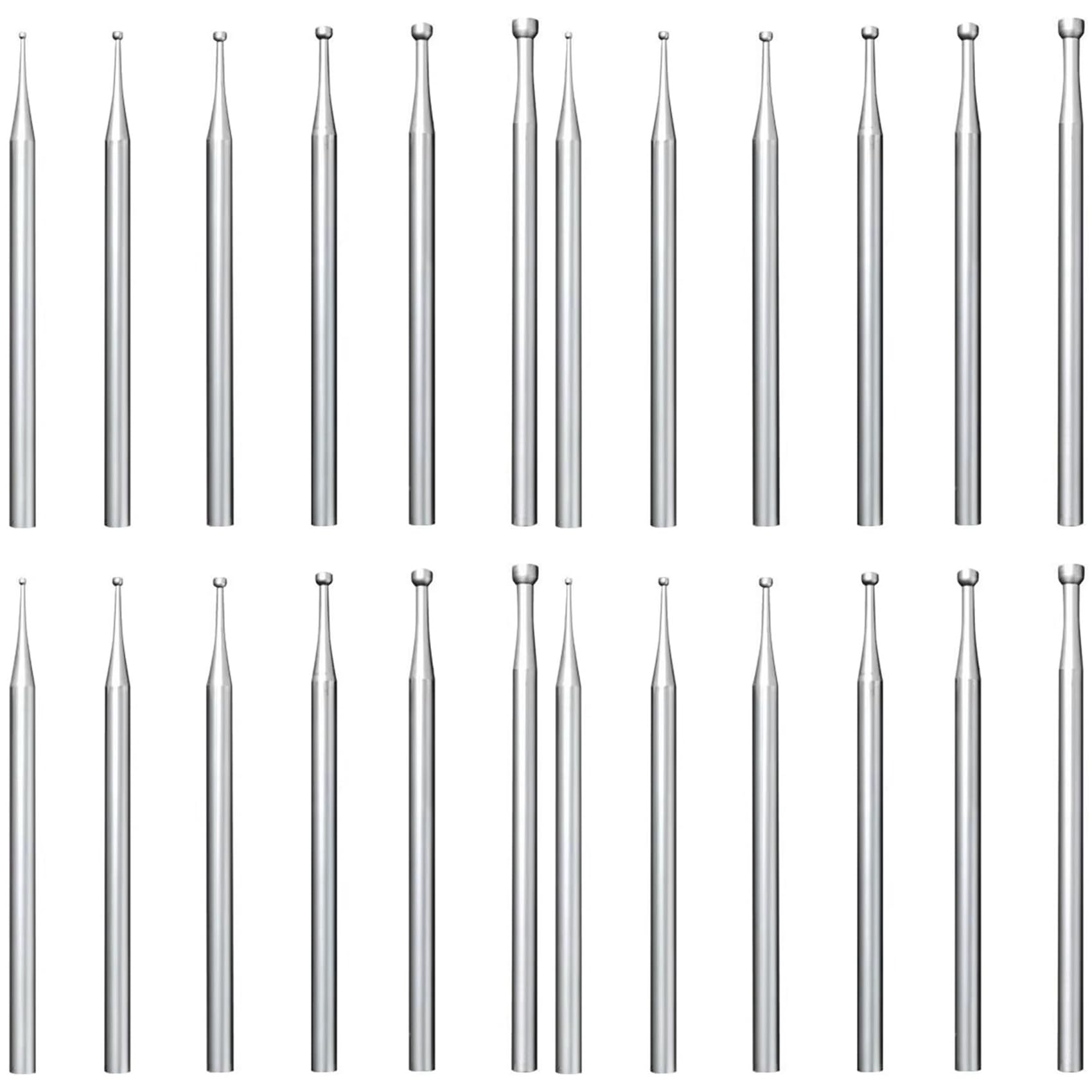 Jnchdghwa Silver 24 Pcs Round Cup Burr - 3/32Inch Shank Jewelry Making Burs Wire Rounder Bits