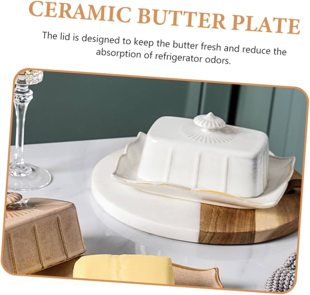 Delicate Porcelain Butter Dish with Lid Rectangular Ceramic Butter Plate for Freshness Preservation Multi Use Serving Tray for Home Restaurant and Hotel Kitchens