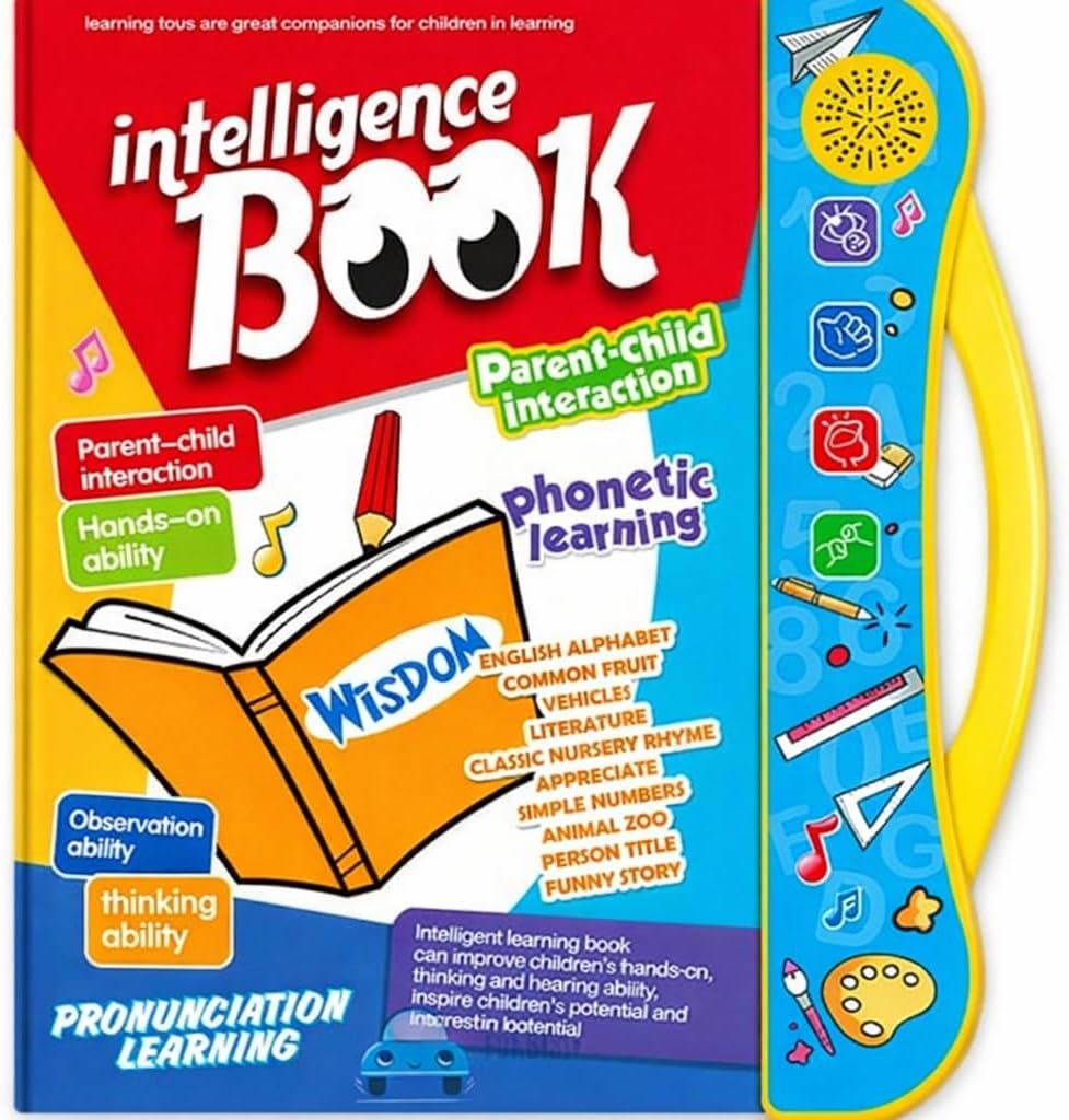 Musical English Educational Learning Book , Interactive Phonics Alphabet ABC Sound Toy, Talking Learning Activity Book for Early Education, Multicolour, 3+ Years, Battery Not Included