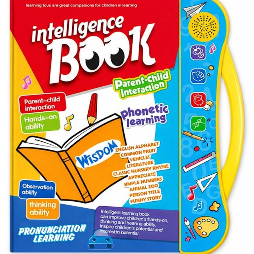 Musical English Educational Learning Book , Interactive Phonics Alphabet ABC Sound Toy, Talking Learning Activity Book for Early Education, Multicolour, 3+ Years, Battery Not Included