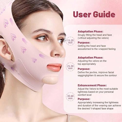 Miniatura 2 de Correa de elevación facial en V, correa de barbilla para dormir, reductor de barbilla doble para mujeres, eliminador de escultor de línea de