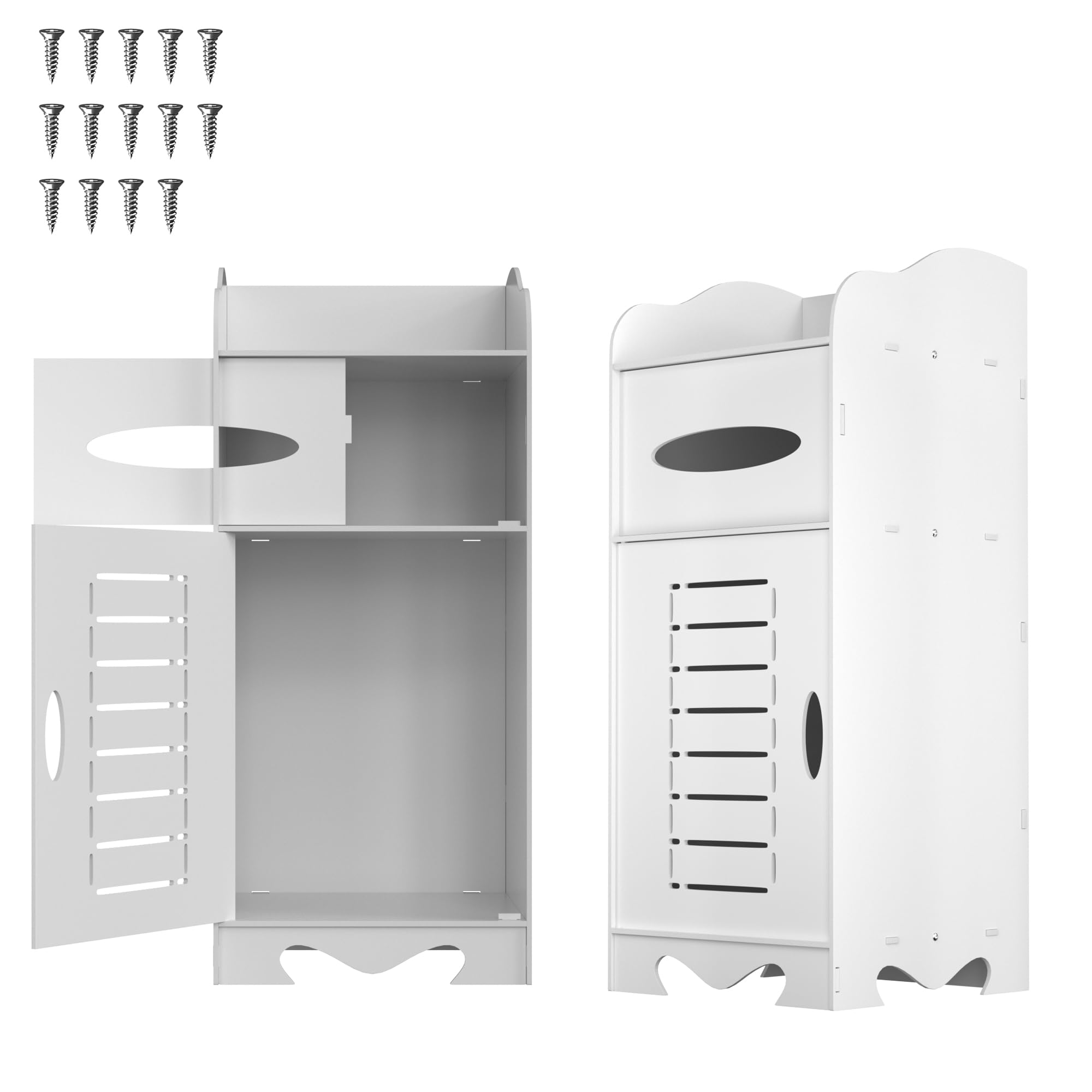 ANSIMIDA Bathroom Floor Cabinet 60X26X26cm Bathroom Storage Units With Open Storage Shelf Cupboard Free Standing Wooden Cabinet Storage Unit for Bedroom