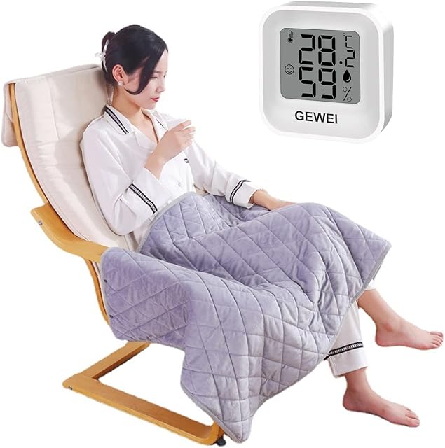 MUFA Electric Blanket Single, 75x120cm Heated Blanket USB Powered 5V Energy Efficient, 3 Temperature Setting, Soft Flannel, Throw for Sofa Chair, Machine Washable, Grey