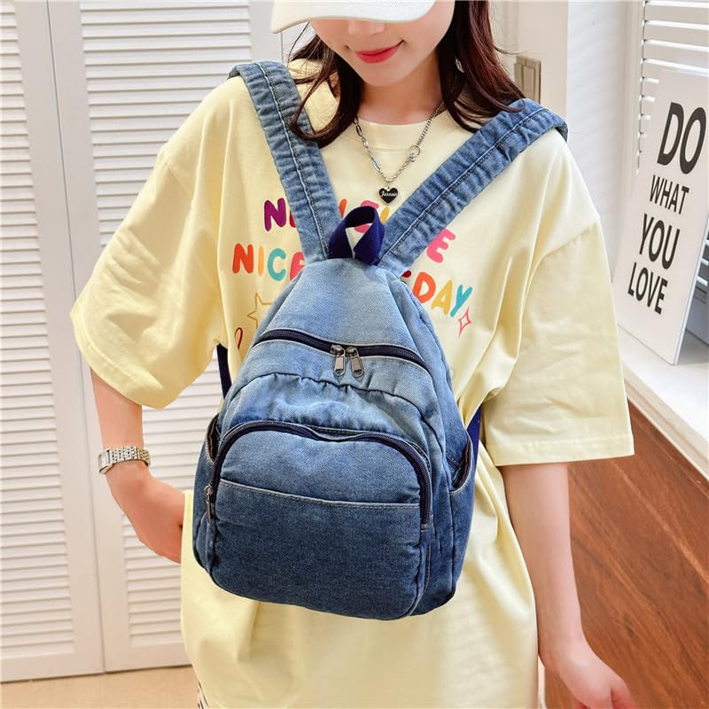 Image of MaxxCloud Vintage Denim Laptop Backpack Casual Canvas Daypack Handbag Purse Lightweight Rucksack Shoulder Bag