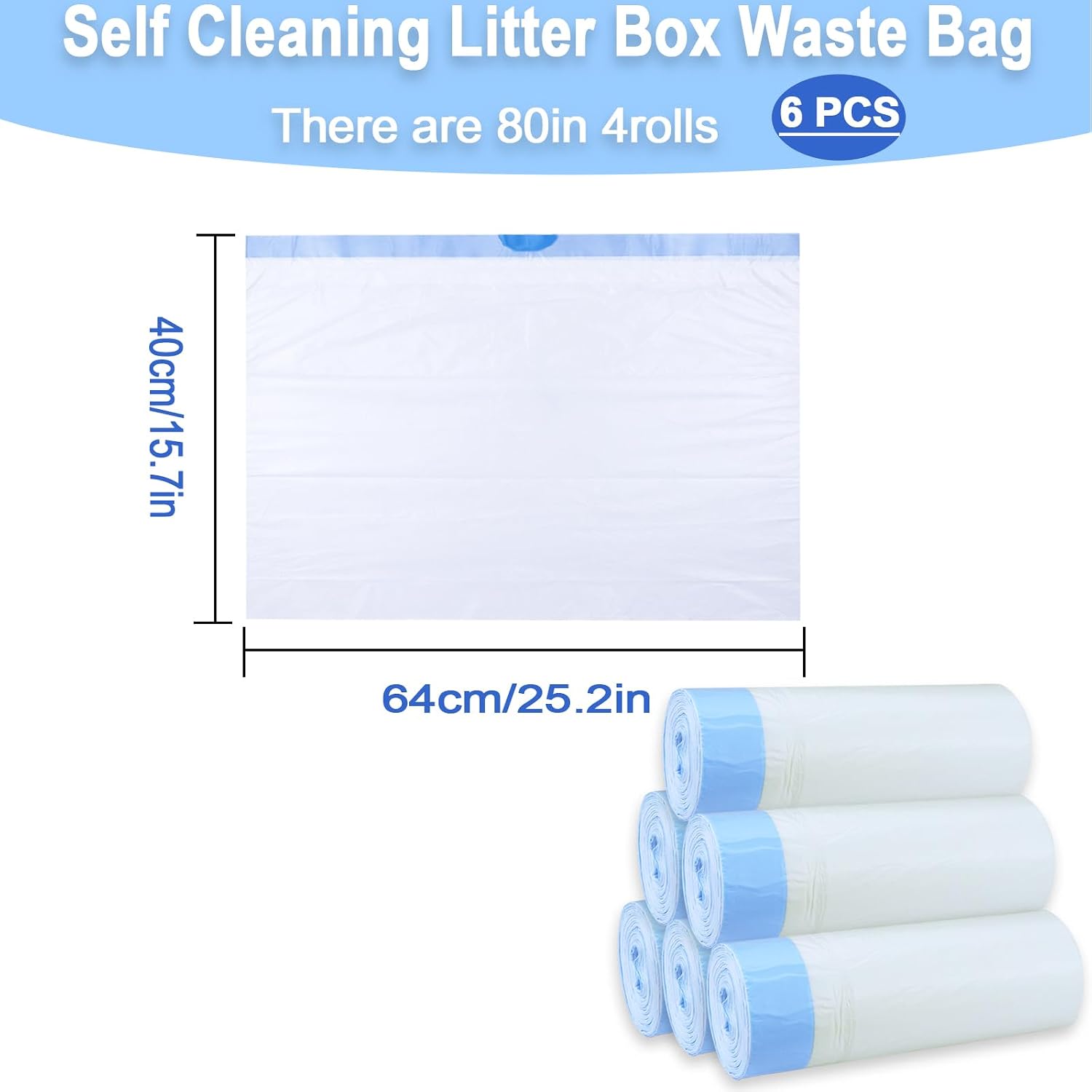 120 Count Cat Litter Box Liners,Waste Bags,Waste Drawer Liners Heavy Duty,Extra-Thick,For Automatic Cat Litter Box,Economy Bulk Pack