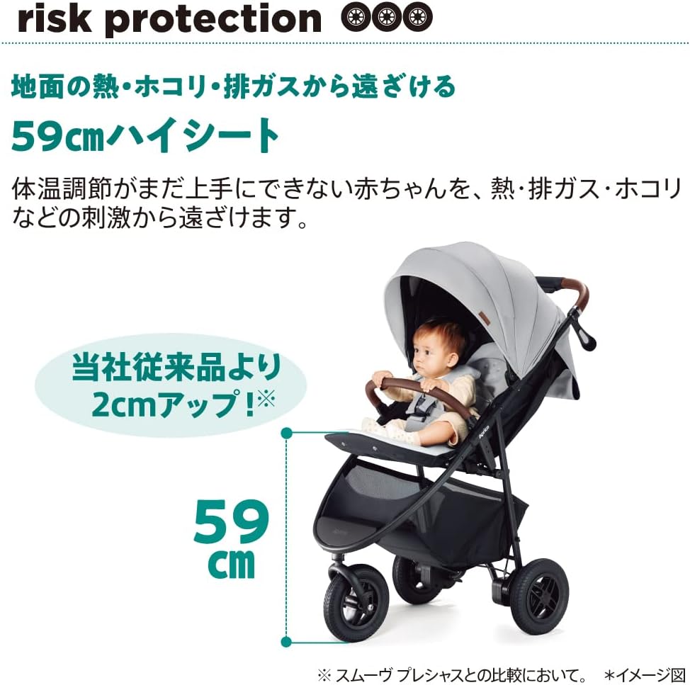 Aprica Smooth Precious Baby Stroller -3 Wheel, Gray Trinidad and 