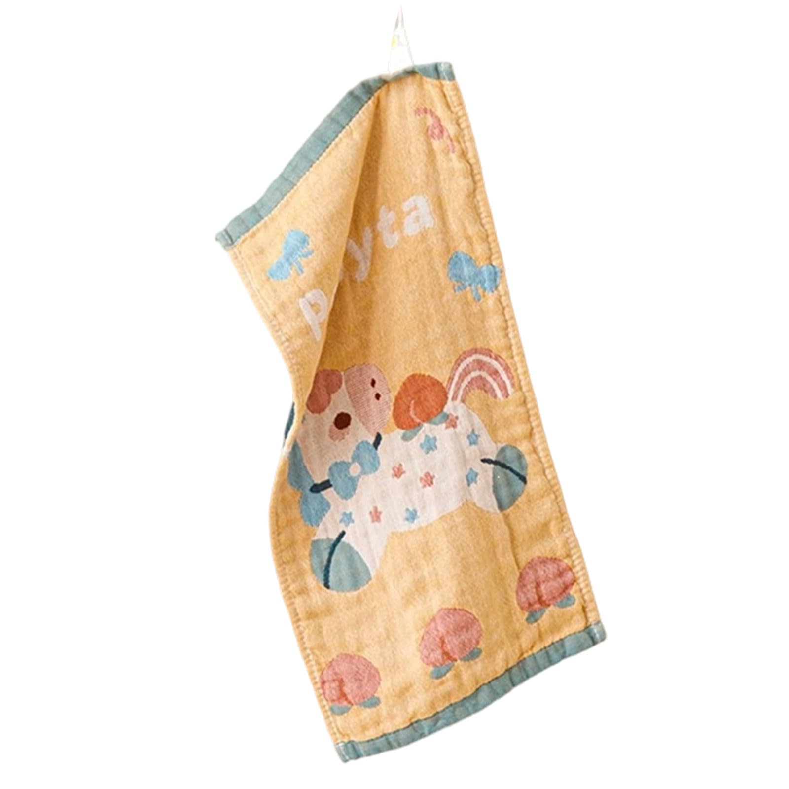 Whoasyst Absorbent Cotton Washcloth with Cartoon Horse Pattern for Infants Super Soft and Quick Dry Baby Hand Towel 25x50cm Multi Layer Gauze Towel