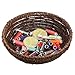 Hand Woven Brown Seagrass Shallow Round Decorative Fruit Display Storage Basket/Centerpiece Holder
