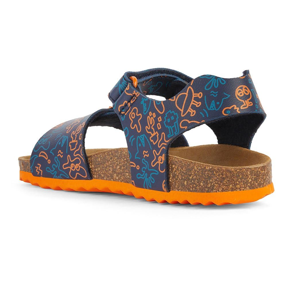 Geox J Ghita Boy B Sandal, Navy Orange, 2.5 UK