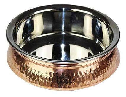 Indian Copper Serveware Bowl Serving Handi Copper and Steel Handi Tureen 4 Inch