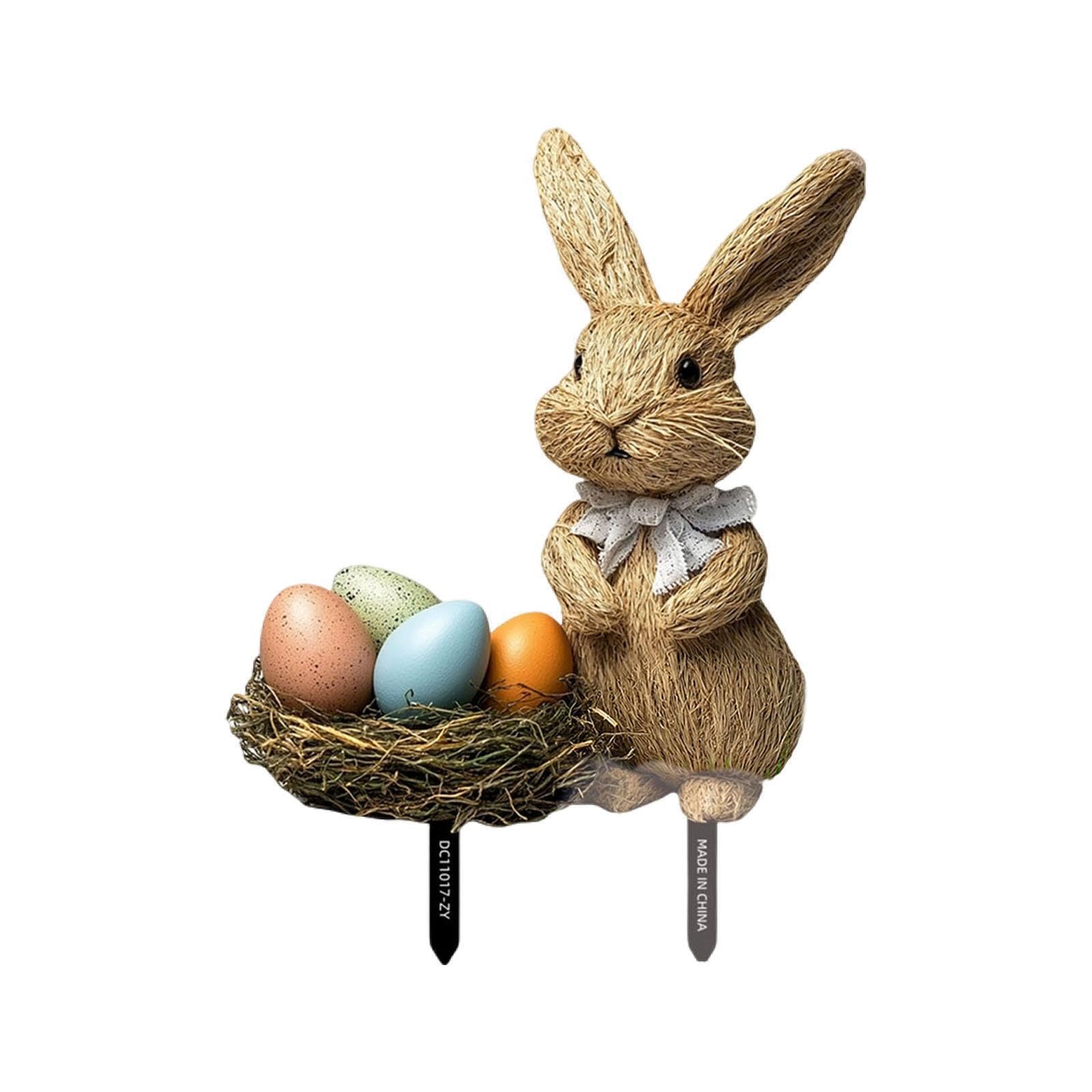 PIXZCSA 2D Bunny Garden Sign Ornament Easter Lawn Decor Housewarming Gift Idea Creates Lively Atmosphere In Garden Easters Rabbits Egg Yard Stake Decor for