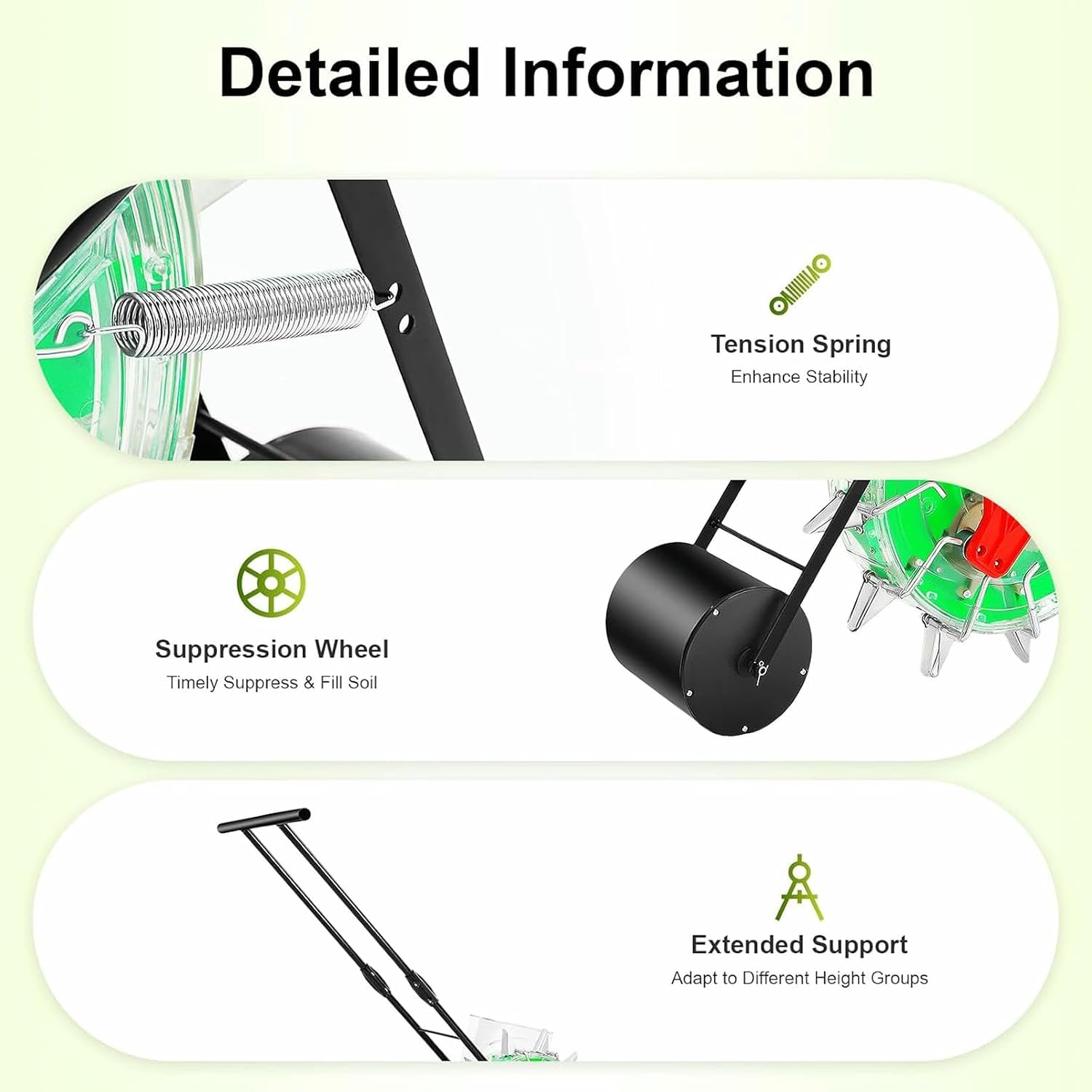 12 Nozzles Hand-Push Roller Seeder Manual, Garden Push Seeder Planter, Peanut Bean Corn Soybean Fertilizer Machine Planting Depth 2.36-6.3in image 5