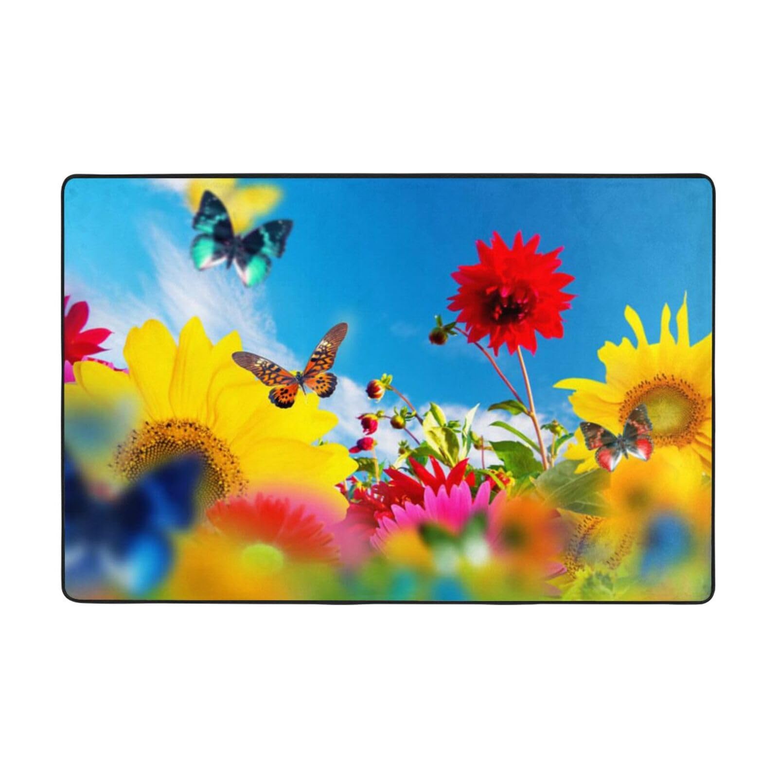 Tapis antidérapant Sunny Garden en flanelle imprimée pour sécuriser votre salon