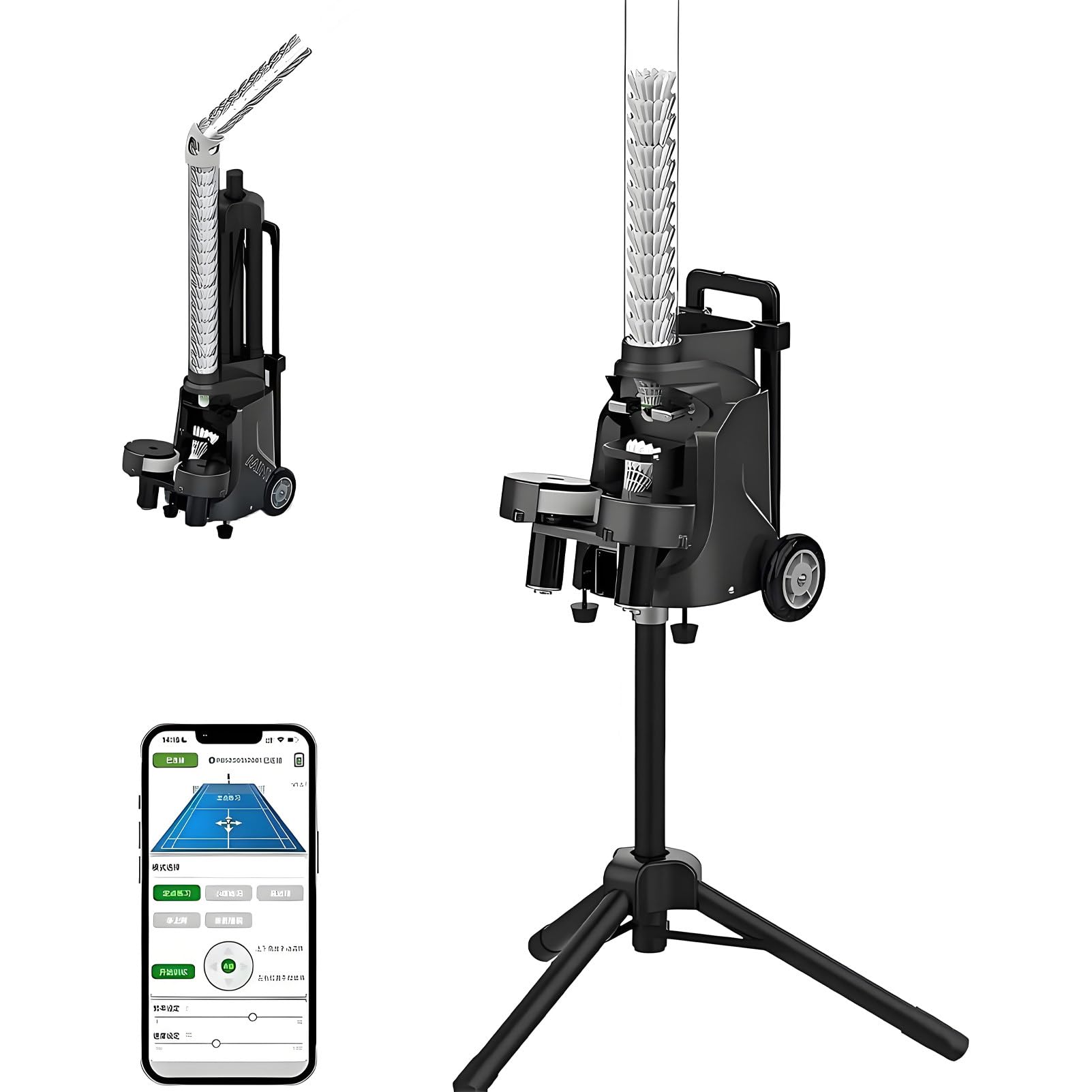 DNEPEI Long Battery Life Badminton Training MachineABS & Metal Construction, Speed 28-120km/h, Serve Interval 1-5s, Portable Shuttlecock Launcher for Daily Practice PB-MINIPro