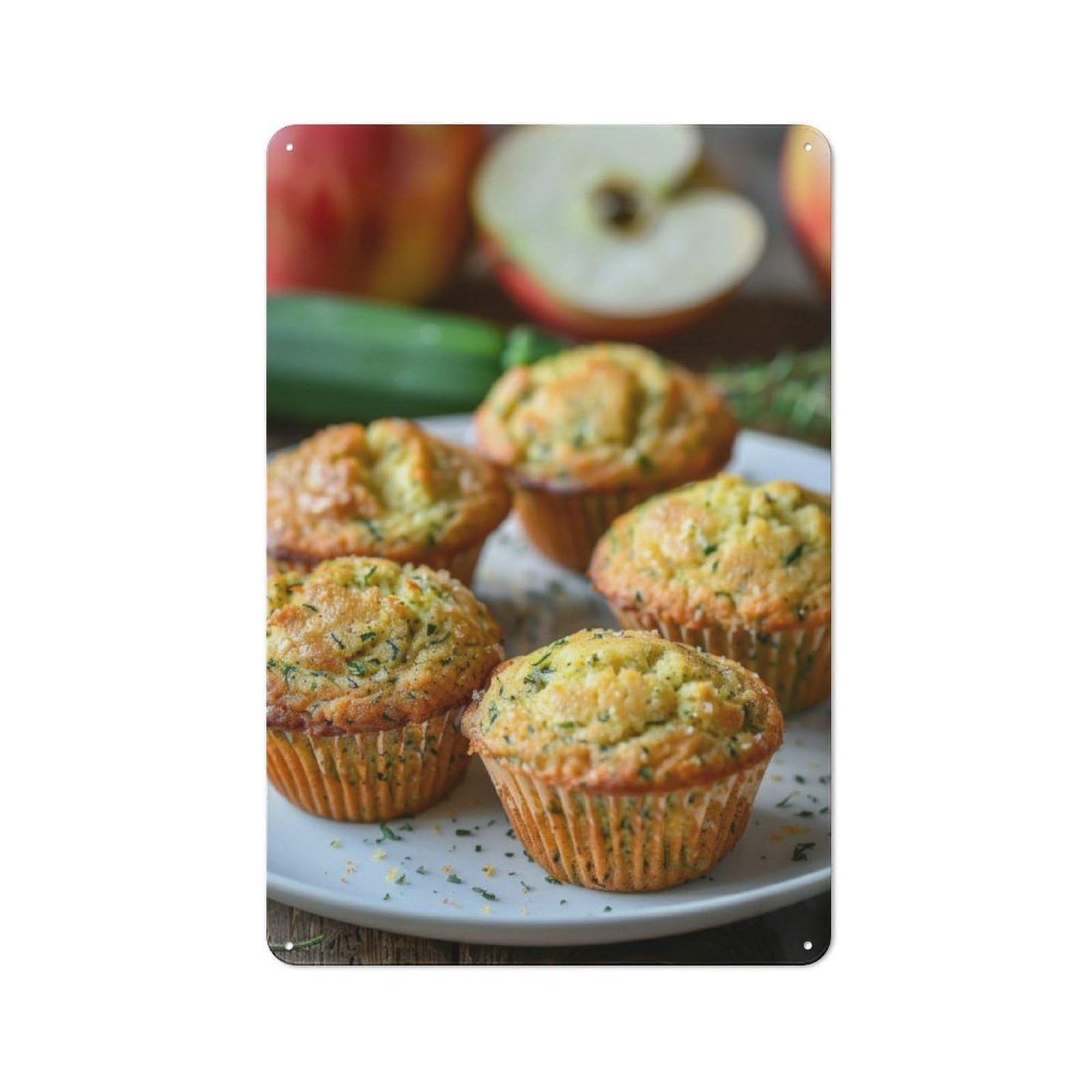 Junmoney Zucchini Herb Muffins Rustic Tin Wall Plaque 30X20cm For Home Bar Wall, For Vintage Wall Decor Fans, For Living Room And Hallway Decor