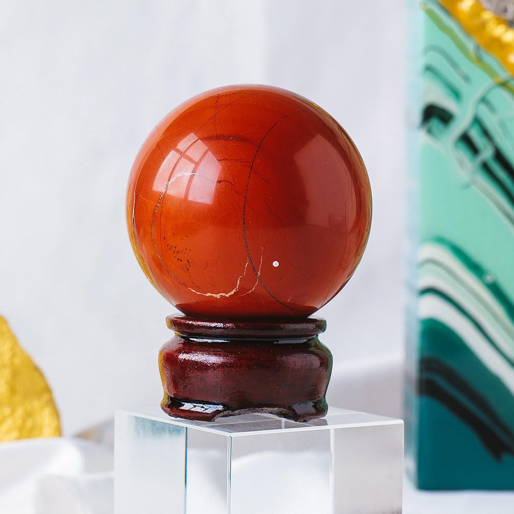 Esfera de cuarzo jaspe rojo para decoración de salón elegante