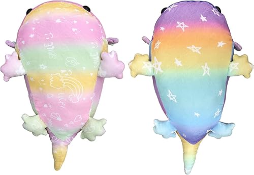 Miniatura 4 de Whlo4U Juguete de peluche de ajolote de 11.8 pulgadas, juguete de peluche de salamandra, almohada de felpa de ajolote arcoíris, animal de peluche de