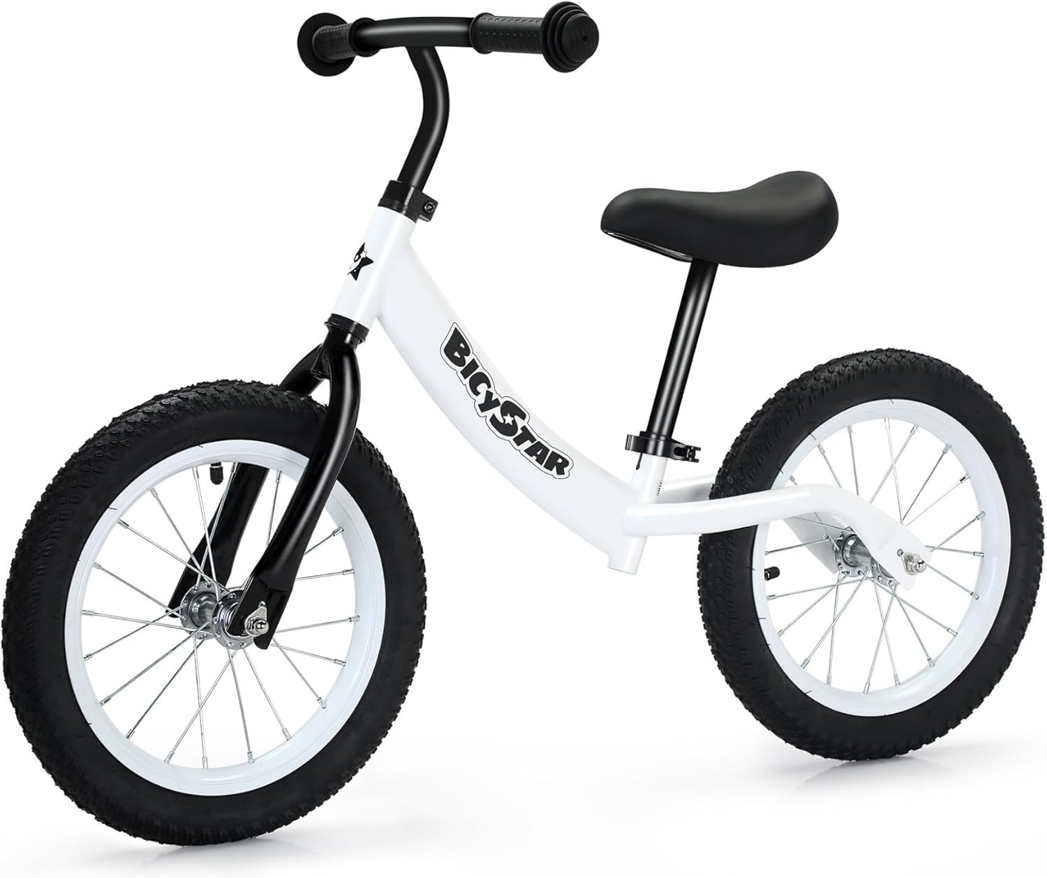 14 Inch Balance Bike for Kids 3-7 Year Old, Kids Bike with No Pedals, Air Rubber Tires, Adjustable Height, Foot Rest, Pedalless Kids Bicycle Boys, Girls