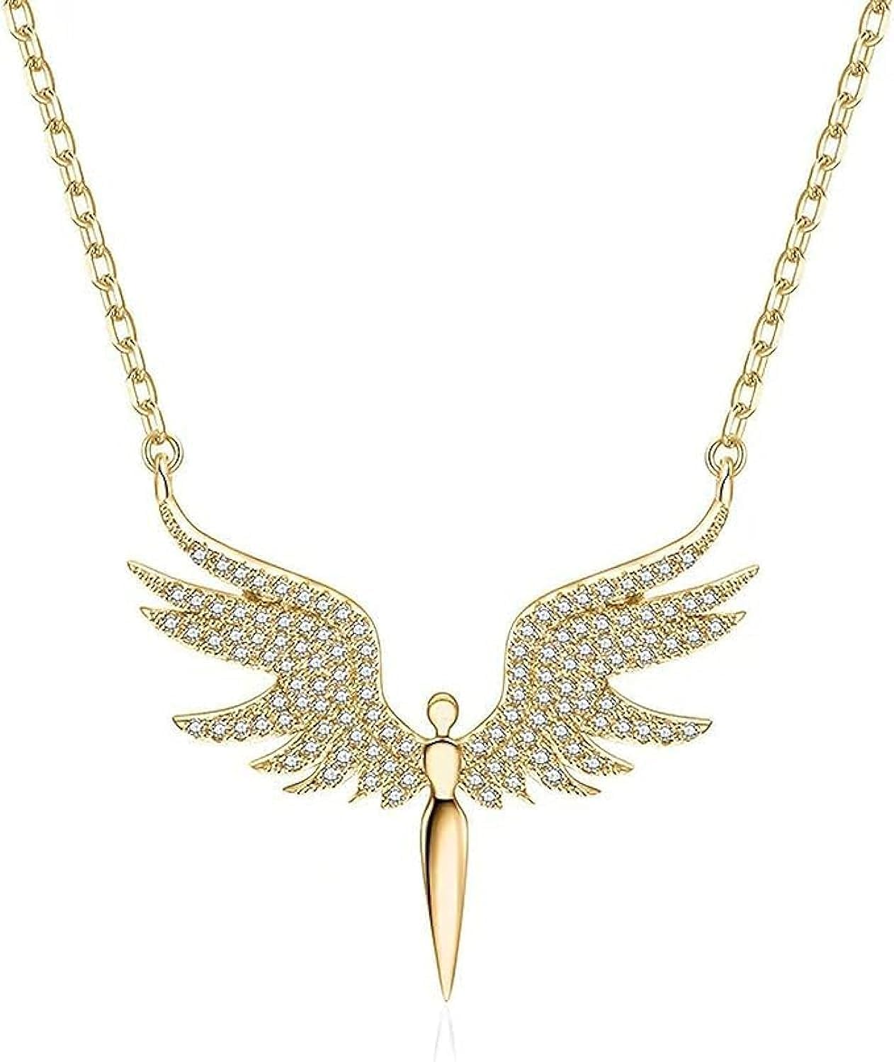 SAMARRA Angel Wings Necklace Cubic Zirconia Angel Wing Pendant Necklace Wings Fashion Jewelry Gift for Women Girls Mom Daughter Wife