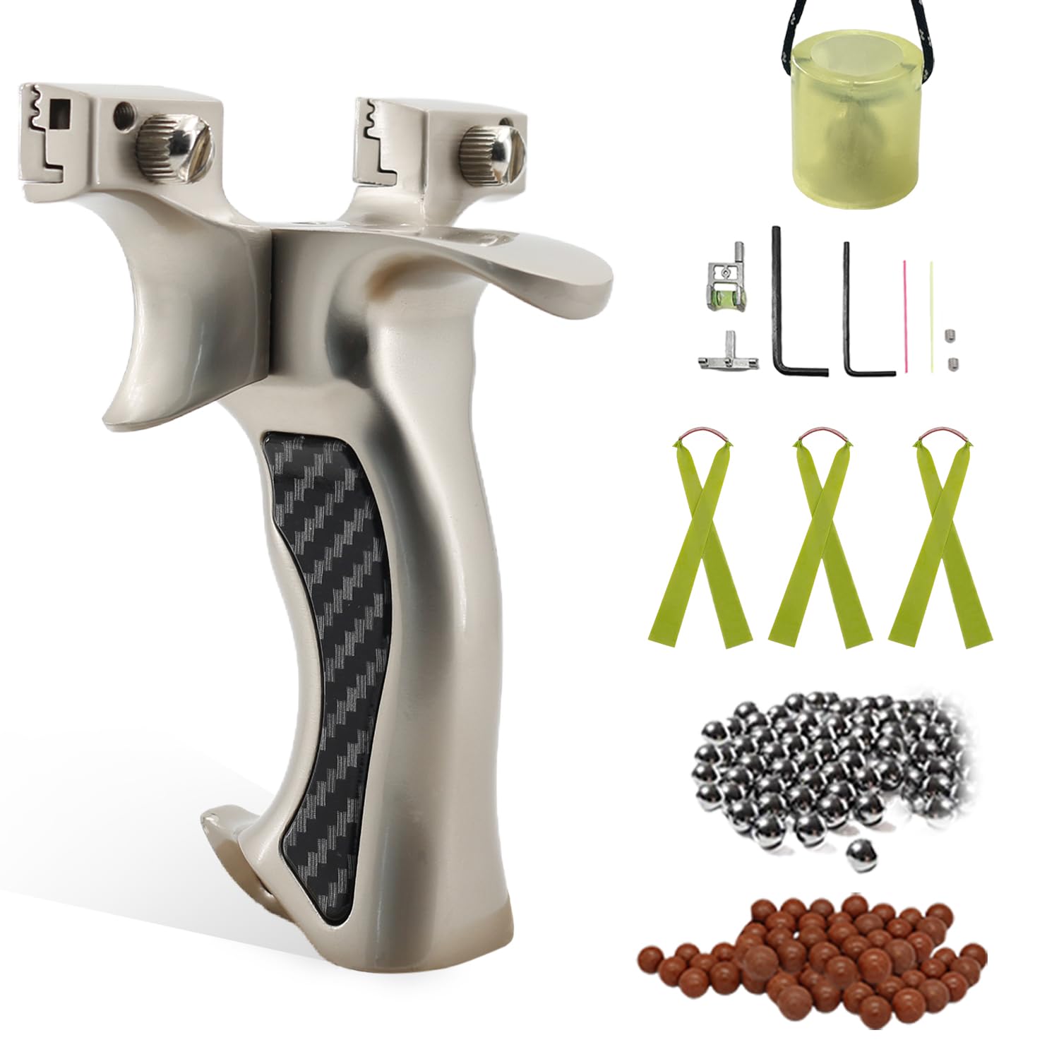 Luoyer Zwille Steinschleuder Profi Jagd für Erwachsene ‎Aluminum Schleuder Zwille mit Stahlkugeln Zielglocke Zubehör Slingshot für Outdoor Sport Katapult