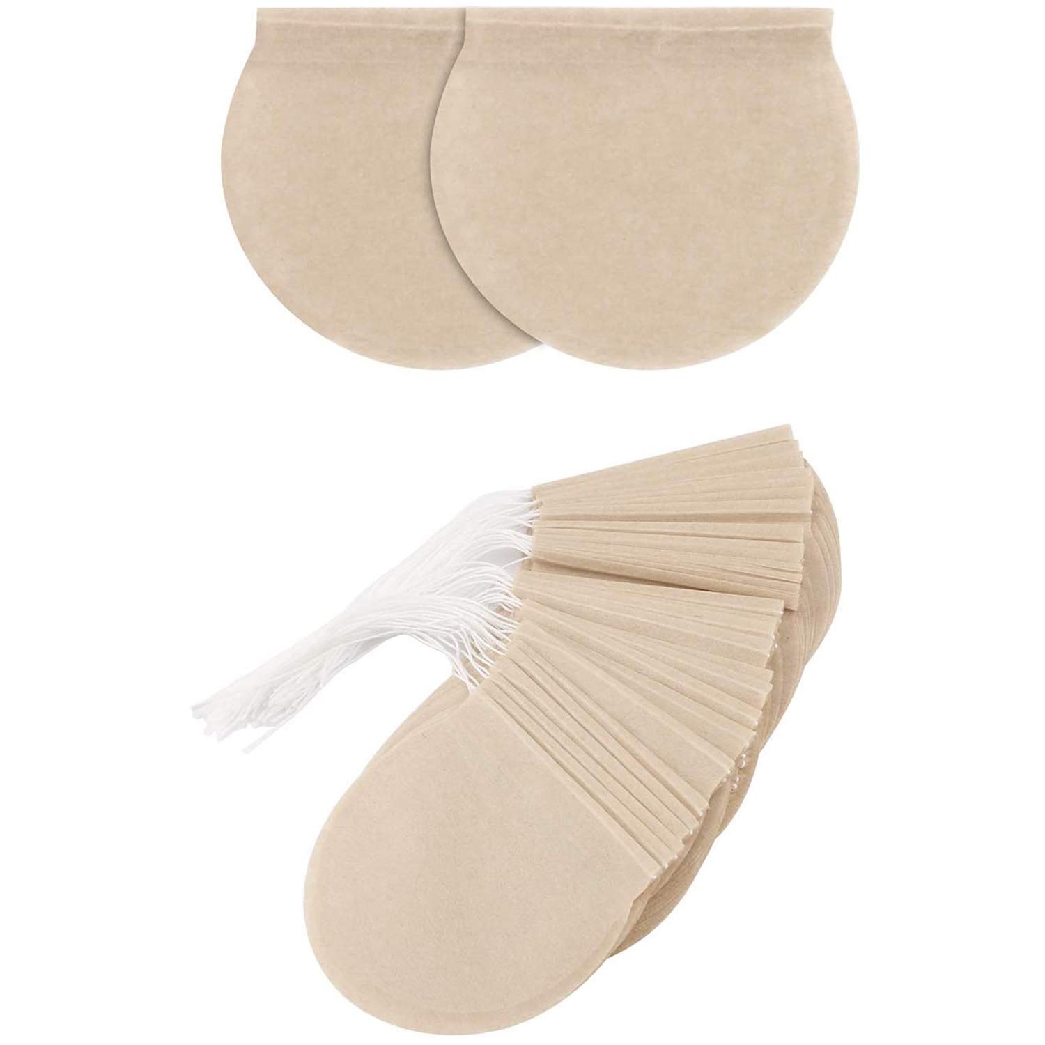 CTRLZS Tea Bags, 300Pcs Disposable Empty Tea Bags Tea Infuser Drawstring Teabags Safe Natural Material Tea Bags for Loose Leaf Herbs Teas, Round Shape
