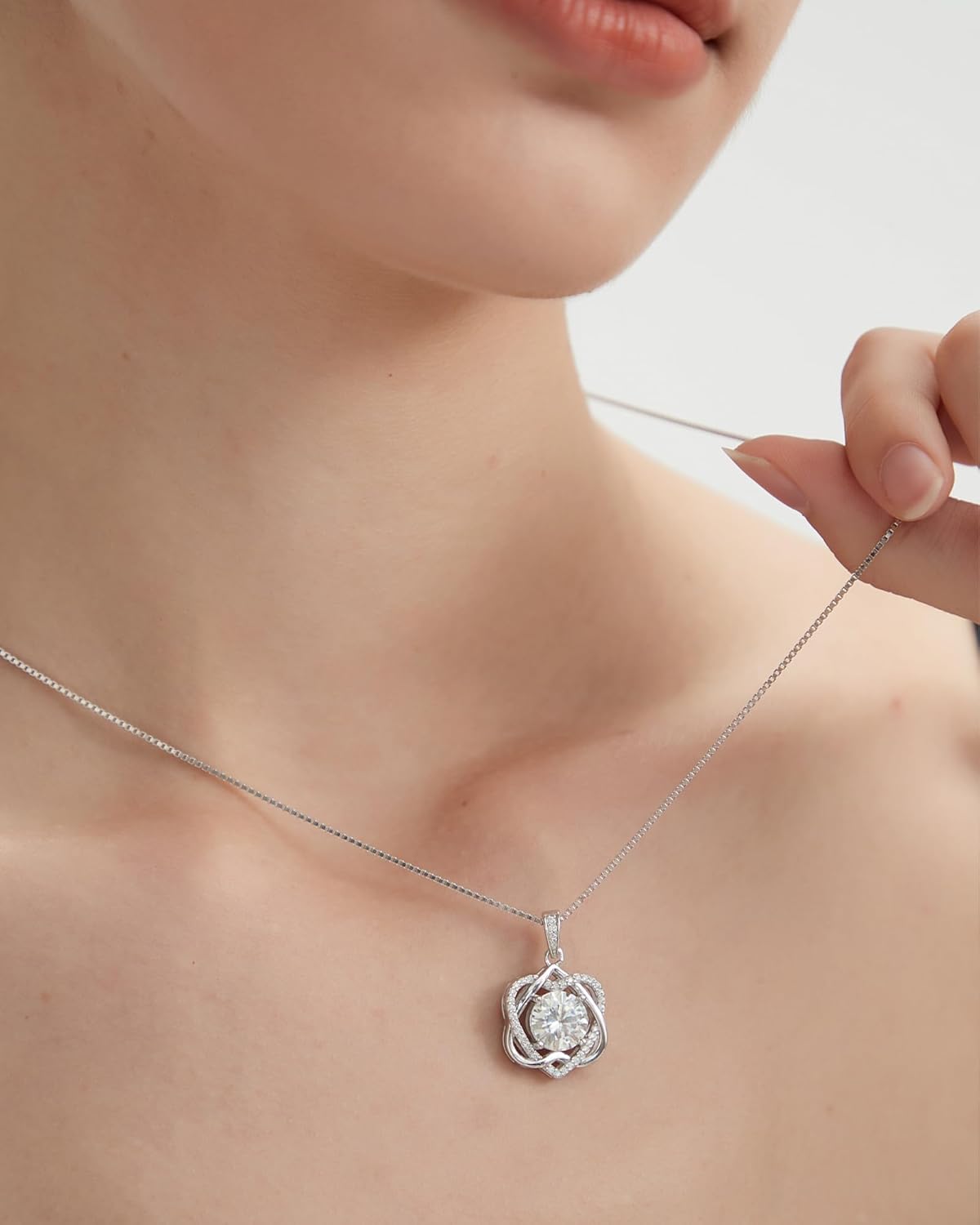InfinityLove Moissanite Heart Pendant Necklaces for Women, 3-5 Carat Moissanite Nec... - Image 2