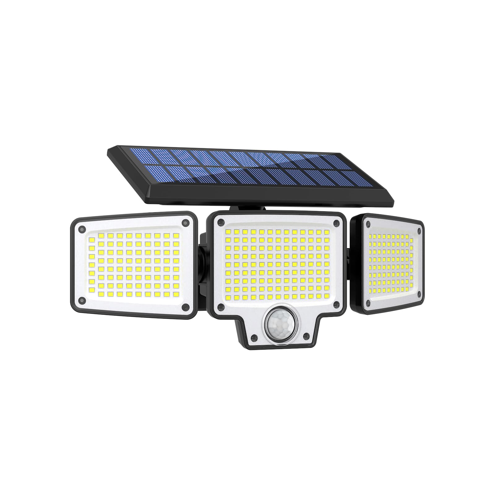 JumJam LED Security Lights Outdoor, 3 Adjustable Heads Solar Lights Outdoor Garden Motion Sensor, Waterproof Wireless Solar Flood Lights Outside for Yard Garage Pathway Patio Porch Garden, 1 Pack