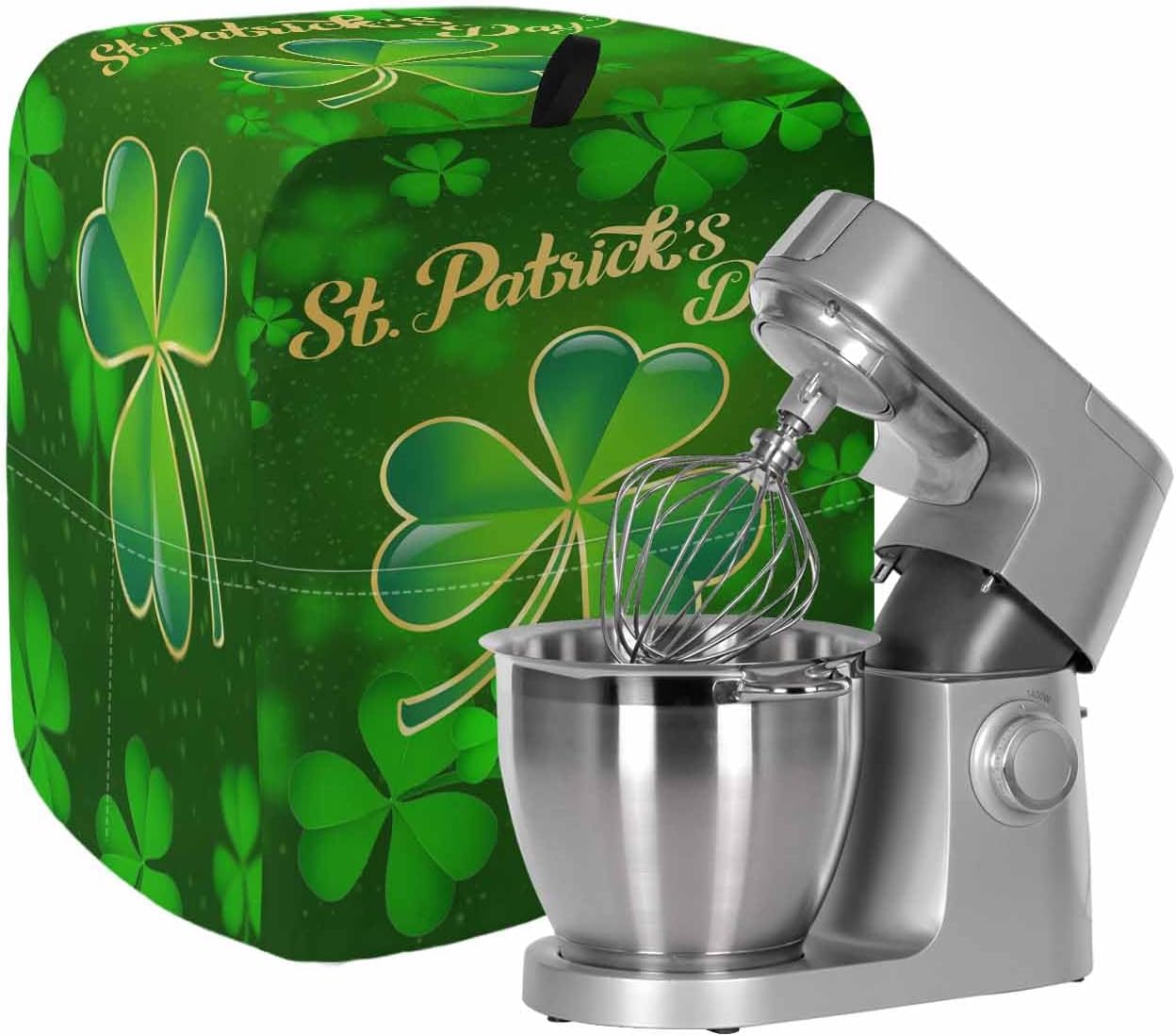 St. Patrick's Day Stand Mixer Cover with Storage Pocket, Waterproof Kitchen Mixer Covers, Spring Green Lucky Grass Watercolor Kitchen Appliance Dust Cover Compatible with 5-8 Quart Mixers