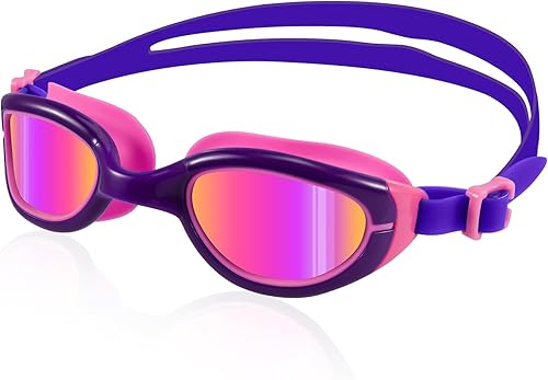 Miniatura 9 de Aegend Gafas de natación polarizadas para niños, gafas de natación antivaho para niños de 6 a 11 años Marco negro - Plata polarizada,Marco rosa/azul