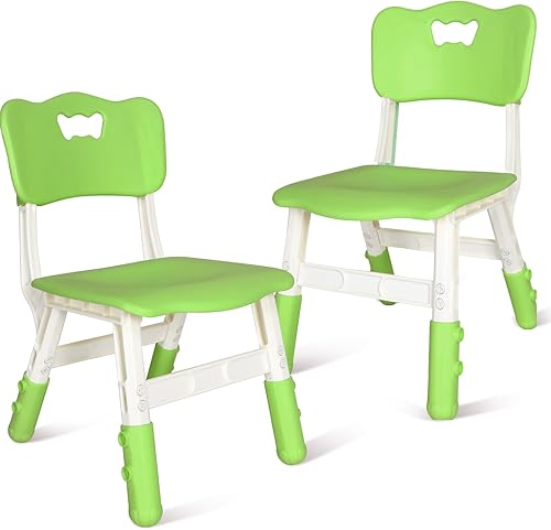 Paquete de 2 sillas ajustables para niños, juego de asientos de plástico para niños, sillas de altura para niños, sillas de estudio para niños y