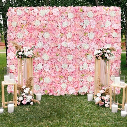 Artificial Flower Wall Panel 5ftx3.74ft Pink Rose Floral
