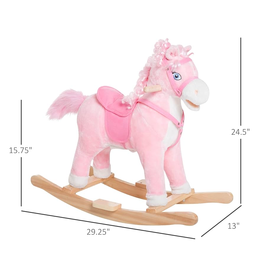 Amazon.co.jp: Qaba 子供用 ぬいぐるみ 揺れる馬 乗馬 リアルな