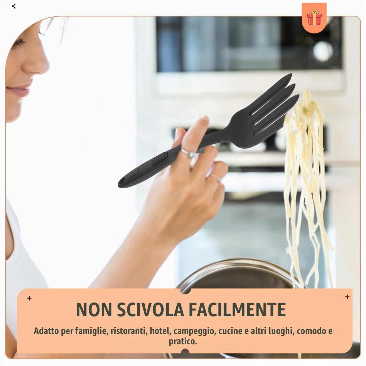 UPKOCH Forchettone Da Cucina 11.61In Forcella Grande in Silicone Riutilizzabile Ergonomica Per Servire Pasta Insalata Strumento Lavabile Per Casa Ristorante Campeggio