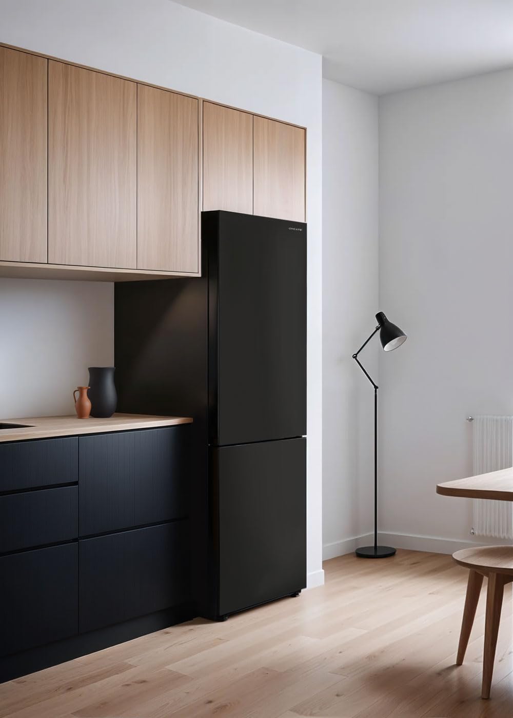 CREATE / FRIDGE STUDIO COMBI 231 / Frigorífico combi 231L negro / 54 x 57.6 x 170 cm/No frost. modo vacaciones. tratamiento antibacteriano. touch electronic. 93W