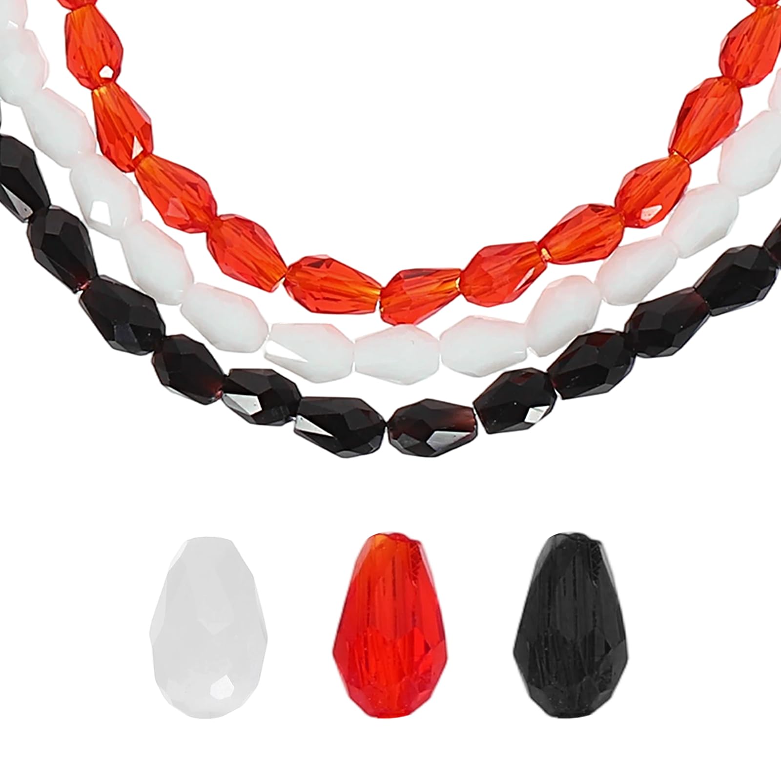sourcing map 285 PCS Teardrop Crystal Glass Beads, 3x5mm Vertical Hole Faceted Glass Teardrop Spacer Beads for Necklace Bracelet DIY Jewelry Making, Black/Creamy White/Bright Red — image 1