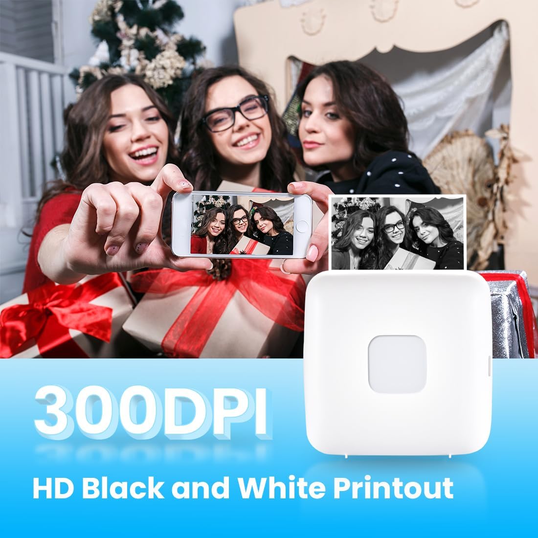 vretti Stampante tascabile 300 DPI mini termica compatibile Android iOS senza fili iPhone lista lavoro note diario viaggi