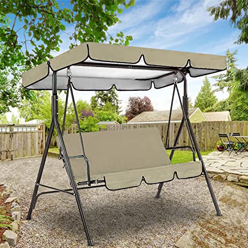 Mosunx Swing Waterproof Canopy, Garden Swing Seat Replacement Canopy, Double Swing Replacement Oxford Cloth Canopy, Outdoor Patio Swing Seat Cover,Beige #TOP1