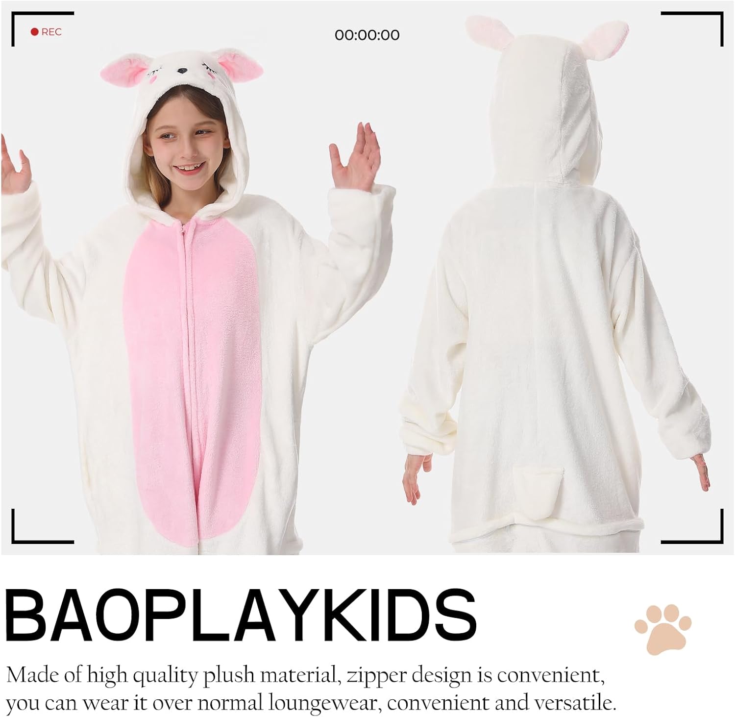 Unisex Animal Hooded Costume for Kids Boys Girls Flannel Halloween Jumpsuit Cosplay One Piece Romper 6-13 Years - Image 2